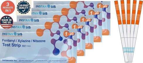 شرائط اختبار الفنتانيل/الزيلازين/النيتازين للمواد السائلة والحبوب والمساحيق، عدد 5، مصنوعة في الولايات المتحدة الأمريكية، أكثر حساسية بـ 10 مرات - للحد من الأضرار وتحقيقات الطب الشرعي in Kuwait