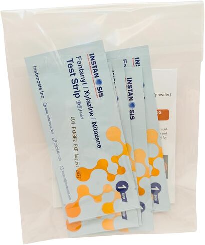 شرائط اختبار الفنتانيل/الزيلازين/النيتازين للمواد السائلة والحبوب والمساحيق، عدد 5، مصنوعة في الولايات المتحدة الأمريكية، أكثر حساسية بـ 10 مرات - للحد من الأضرار وتحقيقات الطب الشرعي in Kuwait