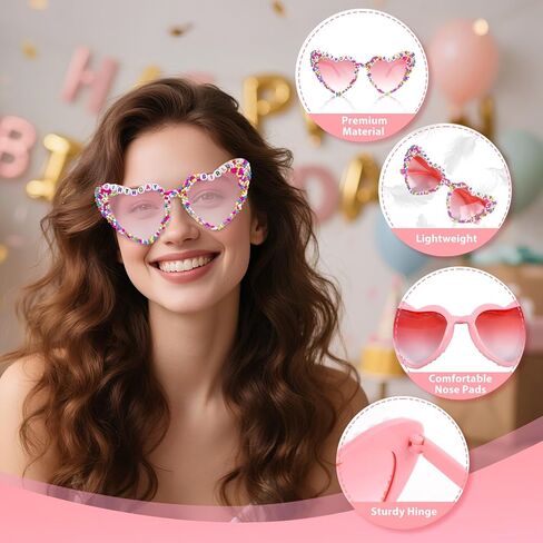 Birthday Sunglasses & Crown, Pink Birthday Glasses Headband Tiara Gifts Accessories Party Favors Decorations for Women in Saudi Arabia