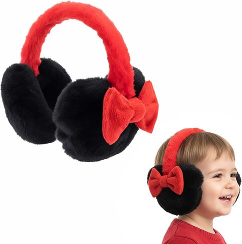 أغطية أذن ديزني ميني ماوس للأطفال - أغطية أذن شتوية ناعمة ورقيقة - أغطية أذن دافئة مع قوس أحمر، للأعمار من 4 إلى 10 سنوات، رسمية in Kuwait