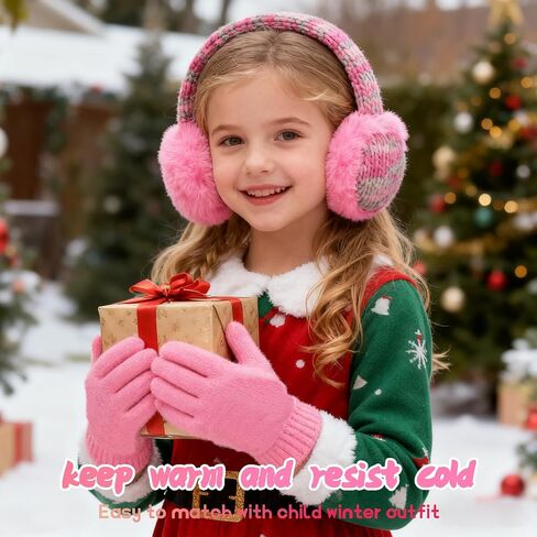 مجموعة قفازات أذن متماسكة للأطفال قابلة للتعديل لتدفئة الأذن للقطط فروي دافئ للشتاء للفتيات والأولاد في الهواء الطلق in Saudi Arabia
