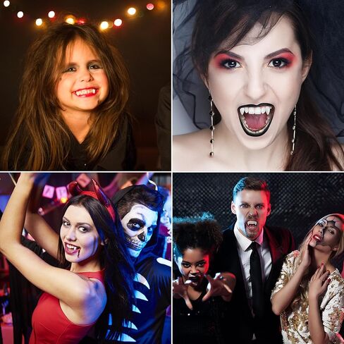 YVELINES 3 أحجام أنياب أسنان مصاصي الدماء مع لاصق مطور قابل لإعادة الاستخدام، ناب مصاص دماء للبالغين، أسنان مصاصي الدماء واقعية، أنياب مصاصي الدماء الواقعية للهالوين (13 مم، 15 مم، 17 مم) (13 15 17) in Kuwait