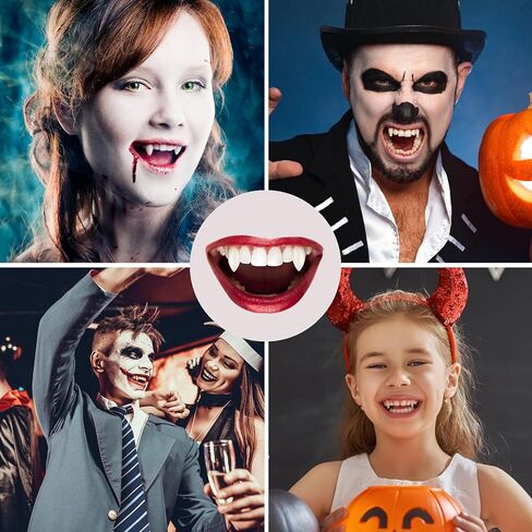 YVELINES 3 أحجام أنياب أسنان مصاصي الدماء مع لاصق مطور قابل لإعادة الاستخدام، ناب مصاص دماء للبالغين، أسنان مصاصي الدماء واقعية، أنياب مصاصي الدماء الواقعية للهالوين (13 مم، 15 مم، 17 مم) (13 15 17) in Kuwait