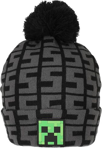 Minecraft SSSS Creeper Toddler Black 2-Piece Knit Beanie & Gloves Set in Saudi Arabia