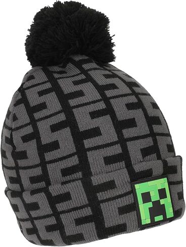 Minecraft SSSS Creeper Toddler Black 2-Piece Knit Beanie & Gloves Set in Saudi Arabia