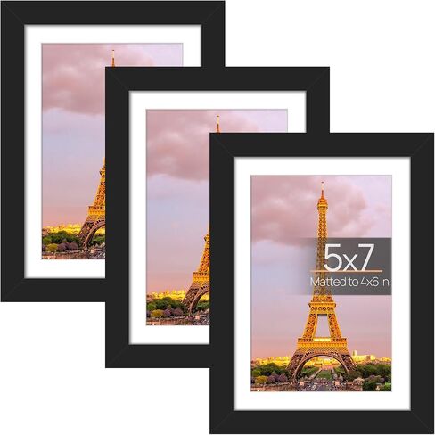 مجموعة إطارات صور upsimples مقاس 11 × 14 مكونة من 3 قطع، مصنوعة من زجاج عالي الدقة مقاس 8 × 10 مع حصيرة أو 11 × 14 بدون حصيرة، وإطارات صور لعرض الحائط والطاولة، باللون الأسود in Saudi Arabia