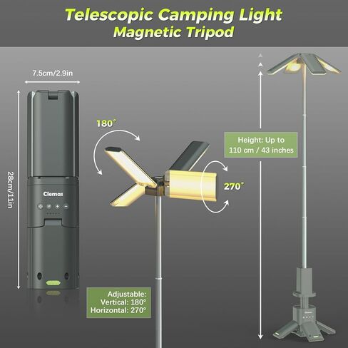 Telescopic Camping Lights Rechargeable 14000 mAh Led Multifunction Magnetic Lanterns Job Site Lighting Cordless Dimmable Camping Tent Lamp Portable Power Supply 6000LM IPX5 Waterproof in Kuwait