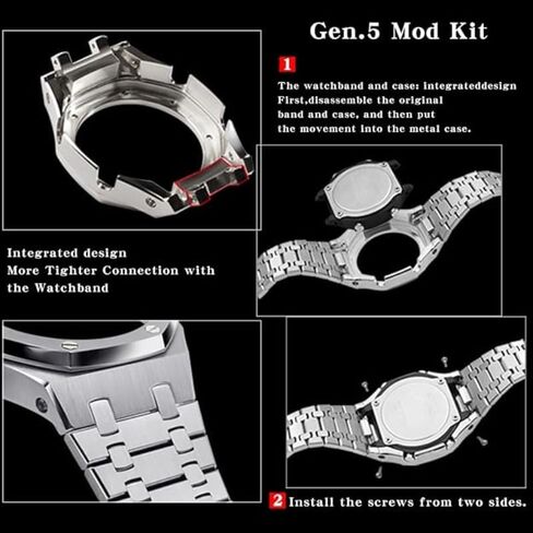 44mm All Stainless Steel Watch Bezel & Band Set for GA2100/GA2110/GAB2100 – Replacement Accessories for Men’s Casio Watches in Saudi Arabia