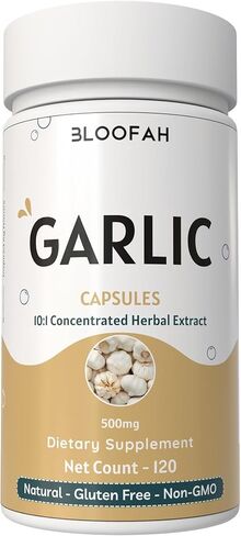 Garlic Capsules 500mg - 180 Count | 100% Natural Garlic Extract 10:1 (Allium sativum) Powder | Herbal Supplement for Health and Wellness | Gluten Free, Non-GMO Formula Extra Strength in Saudi Arabia