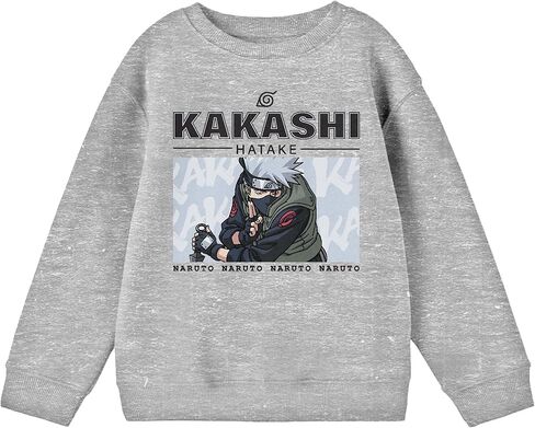 Bioworld Naruto Kakashi Crew Neck Long Sleeve Youth Athletic Heather Sweatshirt in Kuwait
