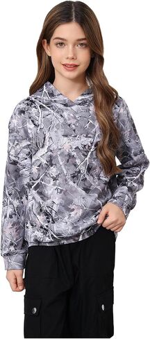 COZYEASE Girl's Graphic Camo Hoodie Long Sleeve Drop Shoulder Hooded Sweatshirts Loose Vintage Pullovers in Saudi Arabia