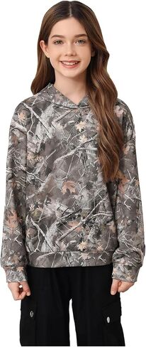COZYEASE Girl's Graphic Camo Hoodie Long Sleeve Drop Shoulder Hooded Sweatshirts Loose Vintage Pullovers in Saudi Arabia