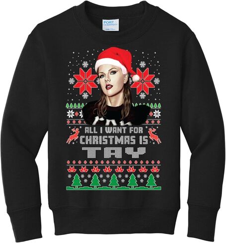 ملابس برية مخصصة Merry-mas Ugly Christmas KIDS Youth Boys Girls Crewneck Sweatshirt in Kuwait