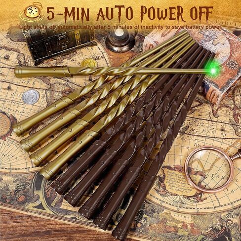Light Up Magic Wizard Wands with Sounds & Color Lights – 10PCS Illuminating Witch Wand Sorcerer Cosplay Accessories and Birthday Party Favor Toy Set for Kids Halloween Events, Brown & Golden in Saudi Arabia