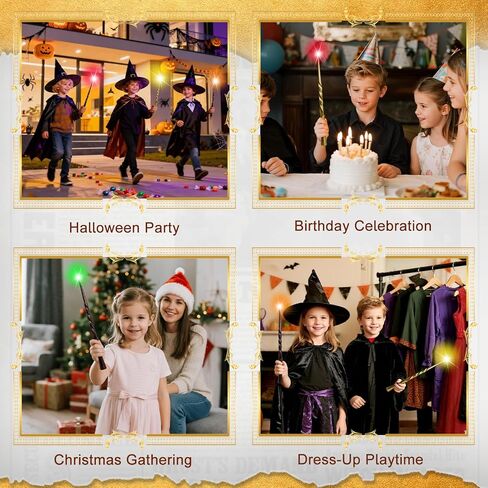 Light Up Magic Wizard Wands with Sounds & Color Lights – 10PCS Illuminating Witch Wand Sorcerer Cosplay Accessories and Birthday Party Favor Toy Set for Kids Halloween Events, Brown & Golden in Saudi Arabia