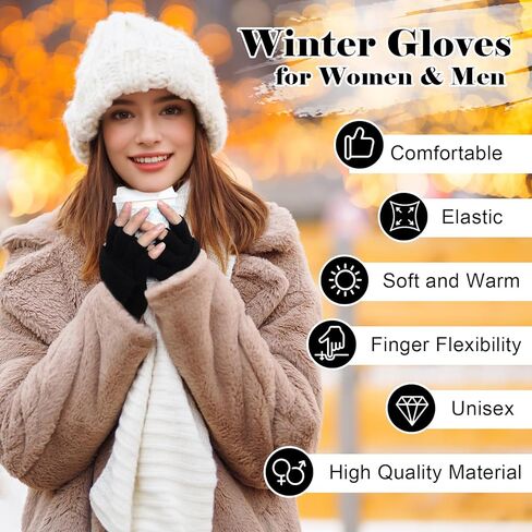 Premillow Winter Gloves for Women, Warm Womens Fingerless Gloves, Thermal Winter Glove Women, Typing Womens Glove Mittens in Saudi Arabia