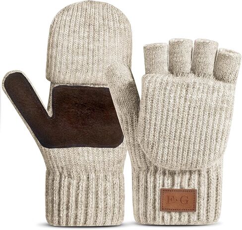Winter Thermal Fingerless Gloves Mittens, Knitted Convertible Mittens Flap, Warm Gloves for Women and Men in Saudi Arabia