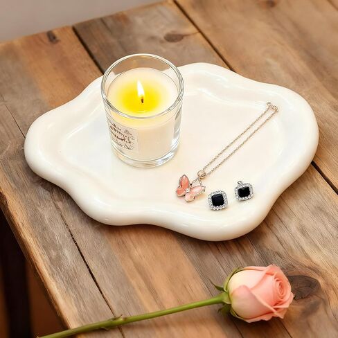 Ceramic White Jewelry Tray, Trinket Dish, Ring Dish, Room Funky Decor Aesthetic, Decorative Cloud Vanity Key Tray for Women, Ring Holder Dish, Cute Jewelry Plate Bowl Room Decor Aesthetic in Saudi Arabia