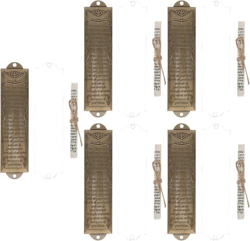 5 مجموعات من Mezuzah مع باب التمرير باب ميتزفه اليهودي Mezuzah حافظة معدنية Mezuza لوحة يهودية هانوكا نعمة الترحيب بالمنزل in Kuwait