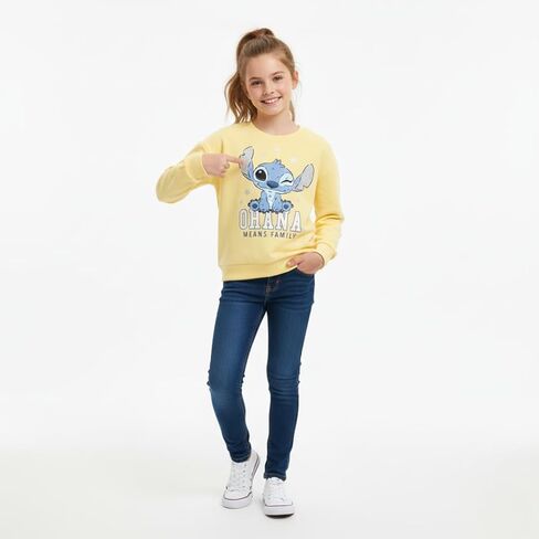 Disney Lilo & Stitch Girls Crewneck Pullover Sweatshirt for Big Kids in Saudi Arabia