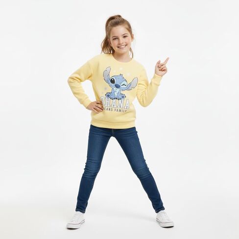 Disney Lilo & Stitch Girls Crewneck Pullover Sweatshirt for Big Kids in Saudi Arabia