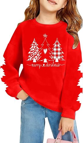 VVNTY Girls Christmas Sweatshirt: Kids Boys Girl Long Sleeve Merry Christmas Shirt Xmas Pullover Tops 5-12Y in Saudi Arabia