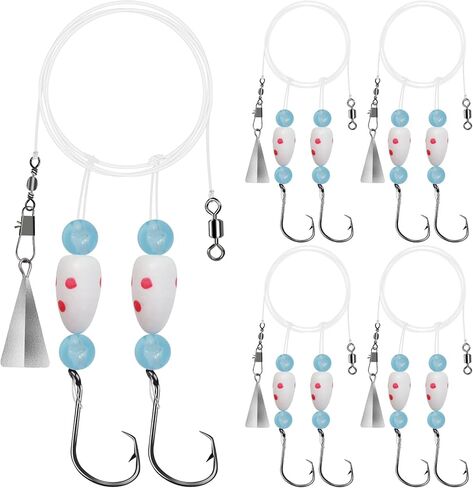 Pompano Rigs for Surf Fishing Saltwater Floats Catfishing Pompano Fishing Rigs with Double Circle Hooks and Pyramid Sinker 5pcs/8pcs in Kuwait