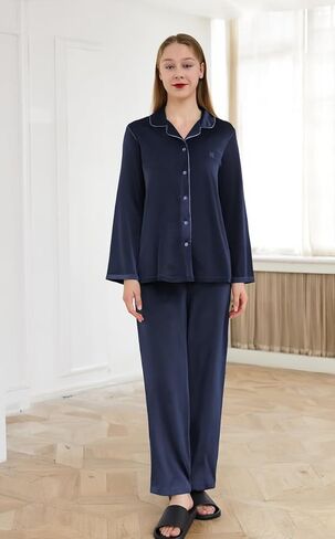Pajamas for Women Set 2 Piece Womens Pjs Sets Long Sleeve Button Down Tops Soft Sleepwear in Saudi Arabia