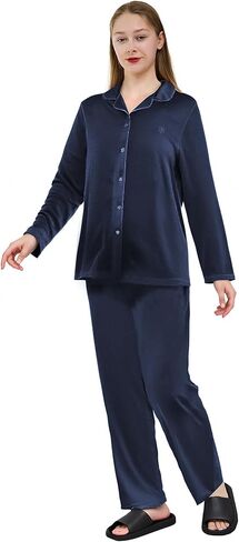 Pajamas for Women Set 2 Piece Womens Pjs Sets Long Sleeve Button Down Tops Soft Sleepwear in Saudi Arabia