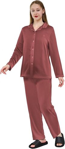 Pajamas for Women Set 2 Piece Womens Pjs Sets Long Sleeve Button Down Tops Soft Sleepwear in Saudi Arabia