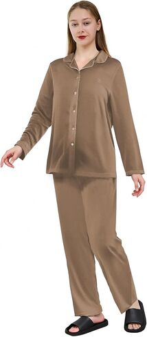 Pajamas for Women Set 2 Piece Womens Pjs Sets Long Sleeve Button Down Tops Soft Sleepwear in Saudi Arabia