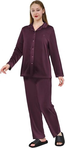 Pajamas for Women Set 2 Piece Womens Pjs Sets Long Sleeve Button Down Tops Soft Sleepwear in Saudi Arabia