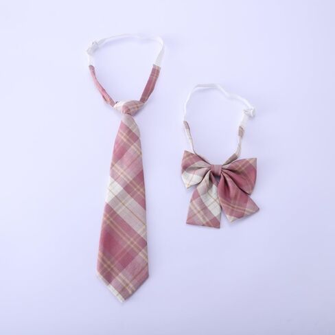 2 Pcs Necktie Bow Tie Unisex Uniform Adjustable Plaid Tartan Bow Tie Necktie Set Shirt Costume in Saudi Arabia