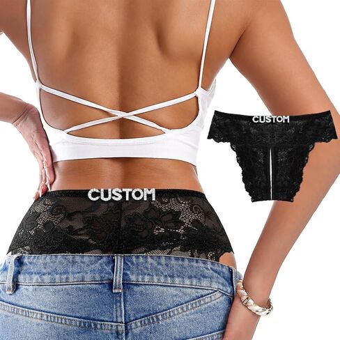 Personalized Thongs with Names,Diy Rhinestone Letter Sexy Lace Thong Custom Name Women Panties in Saudi Arabia