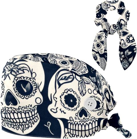 عبوة واحدة من قبعة التنظيف مع ربطة شعر، قبعة ممرضة جراحية مع زر وعصابة رأس، لون أصفر in Kuwait