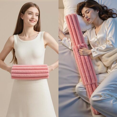 زجاجات مياه ساخنة للسرير ممتدة ومكبرة بغطاء قطيفة، كيس ماء ساخن للضغط الساخن والبارد، تشنجات الدورة الشهرية، وسادات تسخين للبطن، وتخفيف آلام الظهر (برتقالي) in Kuwait