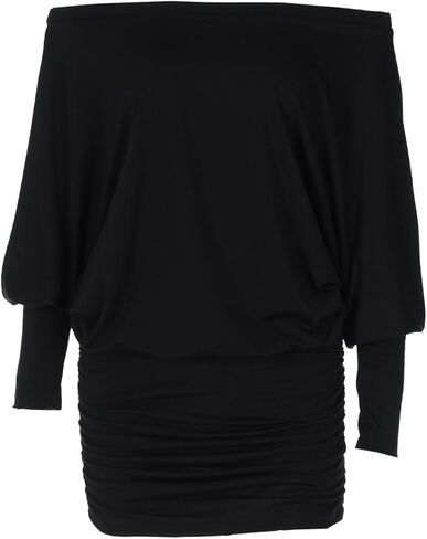 Off The Shoulder Mini Dress for Women Sheer Batwing Sleeve Dress Loose Strapless Ruched Dresses Party Club Dresses in Saudi Arabia