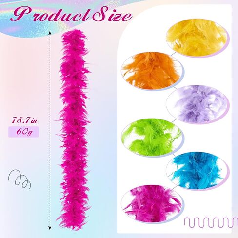 Shihanee 18 قطعة من قبعة الريش الملونة المجسمة ونظارات القلب مجموعة نيون سباركلي بريق قبعة رعاة البقر 6.6 قدم 60 جرام من الريش الملون لحفلة ديسكو كرنفال in Kuwait