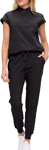 Womens Jogger Scrub Set with Oversized Scrub Top with Mandarin Collar. Supreme Comfort Scrub Set for Women in Saudi Arabia