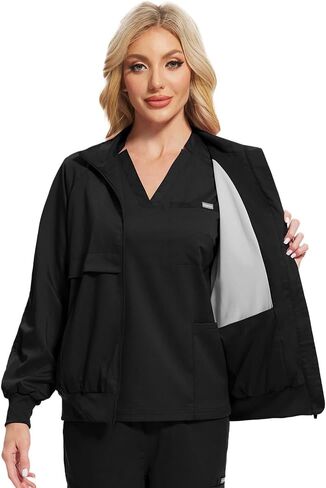 Scrubs for Women And Men Set 3-Piece Scrub Set(Jacket+Top+Jogger Pants) in Saudi Arabia
