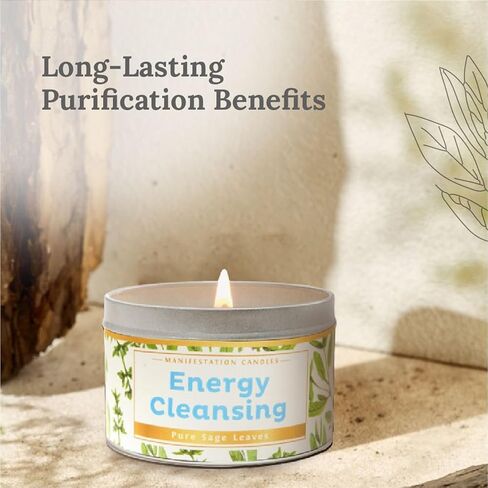 Magnificent 101 Long Lasting Pure Sage Candle for Manifestation & House Energy Cleansing | 6 Oz - 35 Hour Burn | All Natural Soy Wax Candle with Pure Sage Leaves | an Ideal Spiritual Gift in Kuwait
