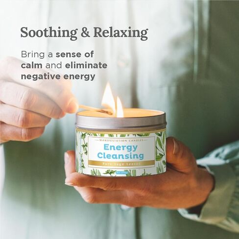 Magnificent 101 Long Lasting Pure Sage Candle for Manifestation & House Energy Cleansing | 6 Oz - 35 Hour Burn | All Natural Soy Wax Candle with Pure Sage Leaves | an Ideal Spiritual Gift in Kuwait