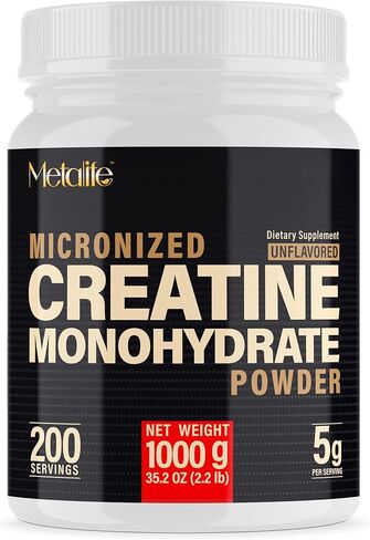100% Pure Creatine Monohydrate Powder, Canada-Made, 1000 g (200 Servings) Micronized Powder, Muscle Growth, Unflavored, Ideal for Athletes & Fitness Enthusiasts, Third party lab tested, Vegan in Saudi Arabia