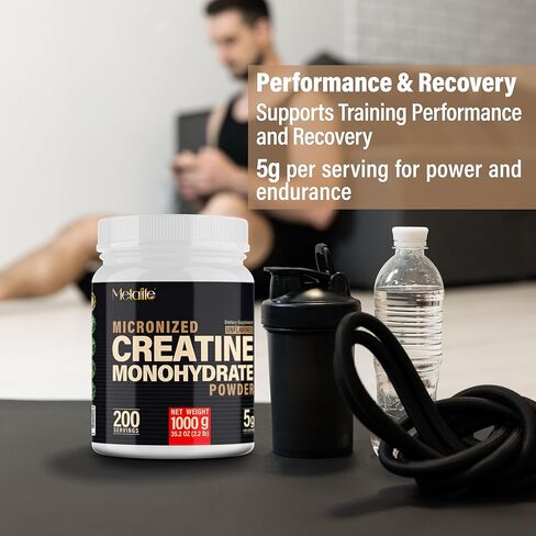 100% Pure Creatine Monohydrate Powder, Canada-Made, 1000 g (200 Servings) Micronized Powder, Muscle Growth, Unflavored, Ideal for Athletes & Fitness Enthusiasts, Third party lab tested, Vegan in Saudi Arabia