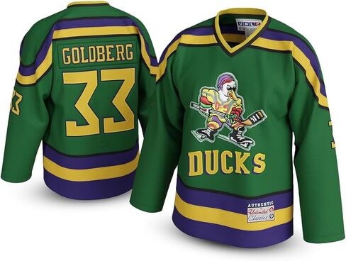 Greg Goldberg #33 Mighty Ducks Jersey – Green 90s Hockey Shirt with Stitched Letters, Adult Sizes S–5XL in Saudi Arabia