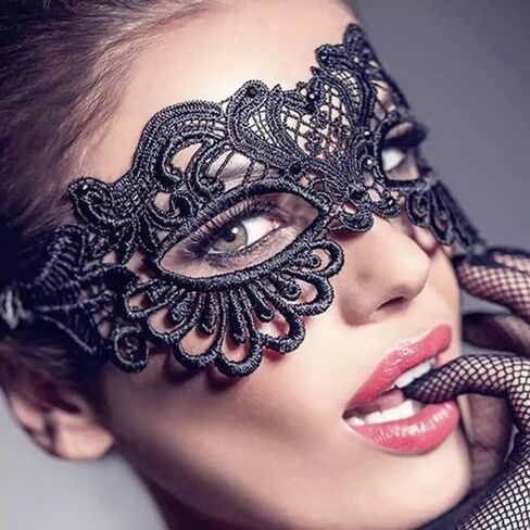 Black Lace Mask Sexy Masquerade Eye Face Eyemask Women Party Halloween Hot - Masquerade Ball Mask for Costume Party Cosplay, Soft and Gentle in Saudi Arabia