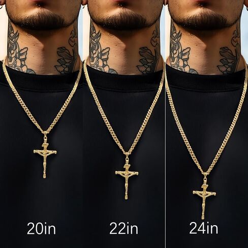 Cross Necklace Gold Plated Cross Necklace for Men Crucifix Necklaces Men Future-Proof Cuban Chain Gold Plated Crosses Chain Pendant for Mens 20/22/24 Inch in Saudi Arabia