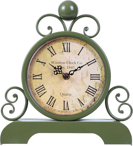 Mantel Clocks Battery Operated Silent Metal Fireplace Clock with Roman Numerals for Living Room Bedroom Office Desktop Decoration (Black) in Saudi Arabia