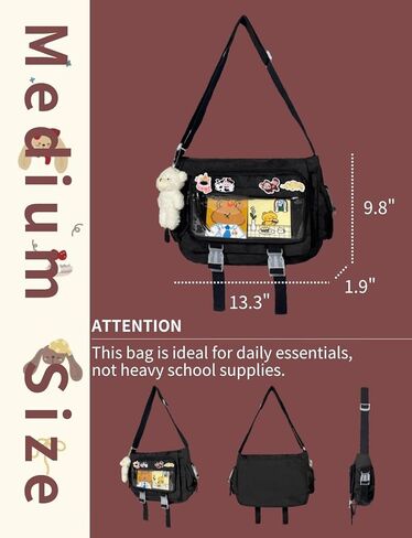 Ita Bag Japanese Messenger Bags Kawaii Crossbody Bag Anime Purse With Cute Pins Y2k For Women Men in Saudi Arabia