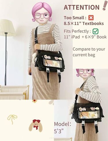Ita Bag Japanese Messenger Bags Kawaii Crossbody Bag Anime Purse With Cute Pins Y2k For Women Men in Saudi Arabia